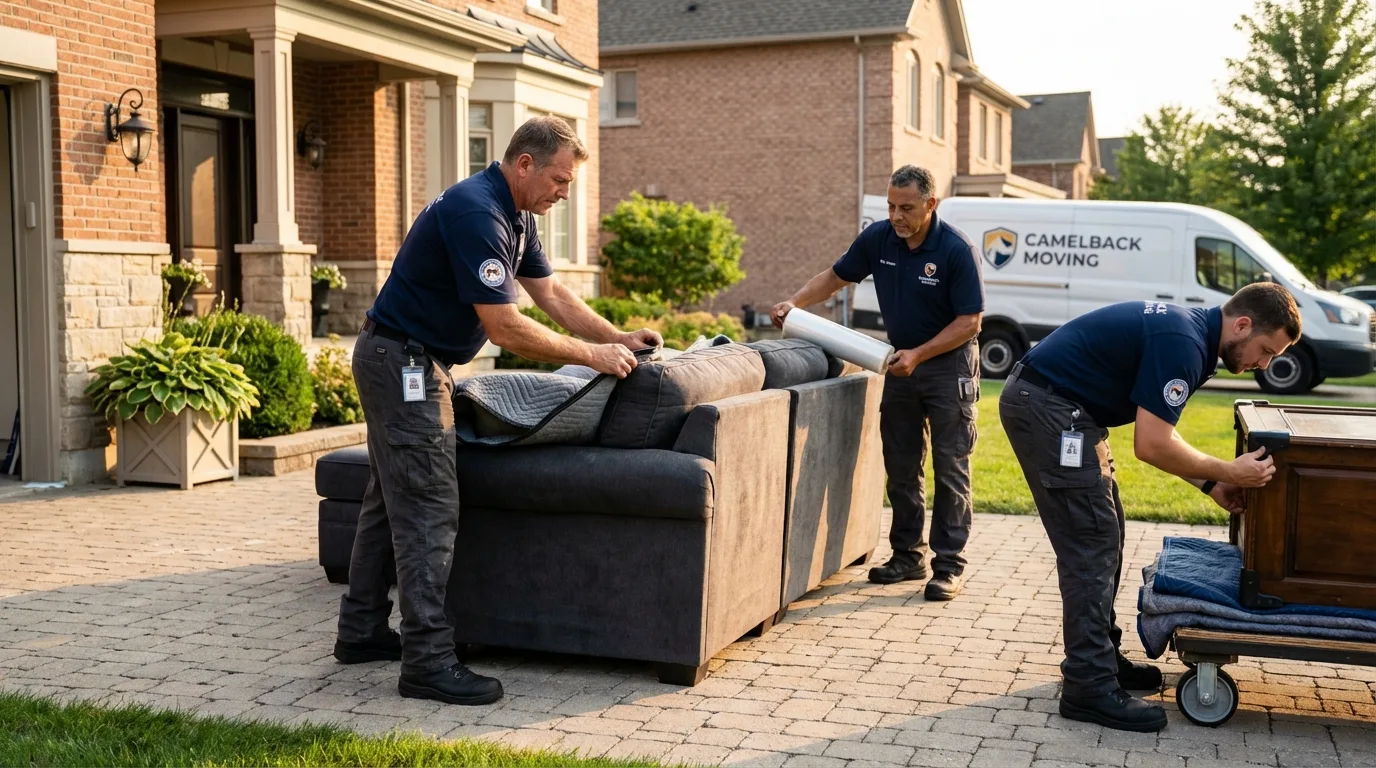 Large estate moving crew wrapping furniture in Helotes, TX